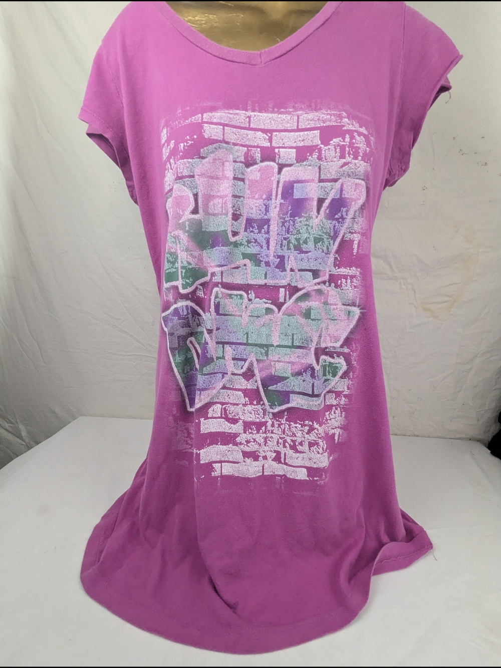 RUN DMC Vintage 2009 Hot Pink Dress  With Graffiti Art On Front Large